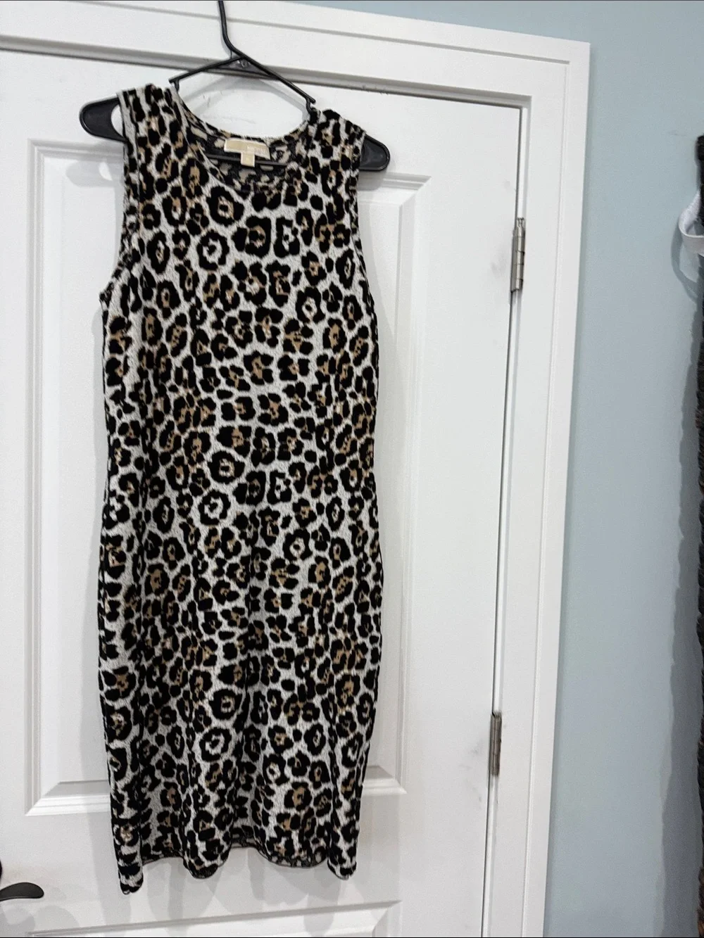 Michael Kors Leopard Animal Print Knit Midi Dress Sleeveless XL